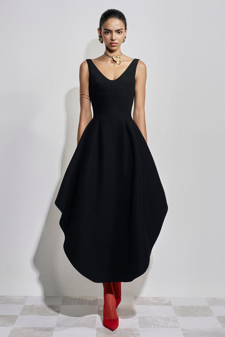 Solange Asymmetric Sleeveless Polyester Ankle Length Dress Maxi Dress Maison des Copains