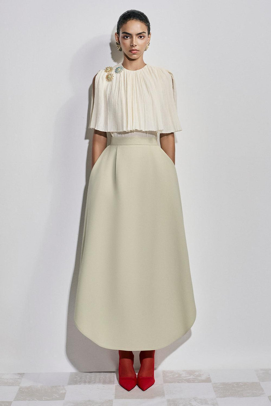 Yvonne Asymmetric High Waist Polyester Ankle Length Skirt Skirt Maison des Copains