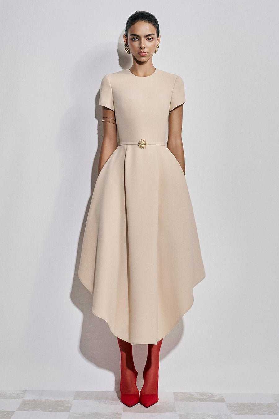 Tiffany Asymmetric Short Sleeved Polyester Ankle Length Dress Maxi Dress Maison des Copains
