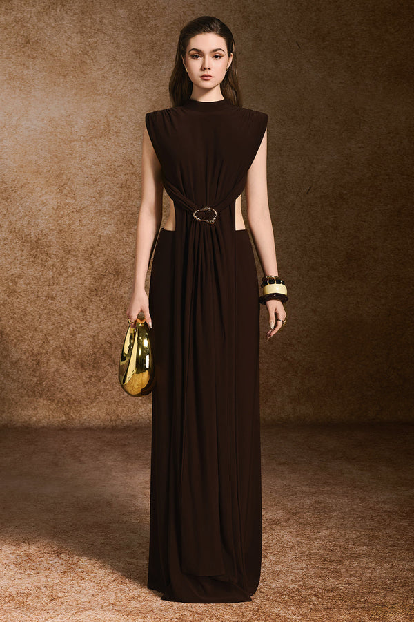 Napoli Sheath Open Back Spandex Maxi Dress 1