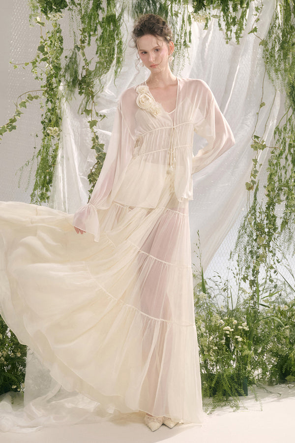 Viorein A-line Tiered Georgette Maxi Skirt Skirt Arti Apparel