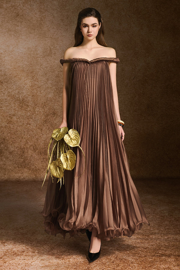 Eterna A-line Off-Shoulder Silk Organza Maxi Dress 1