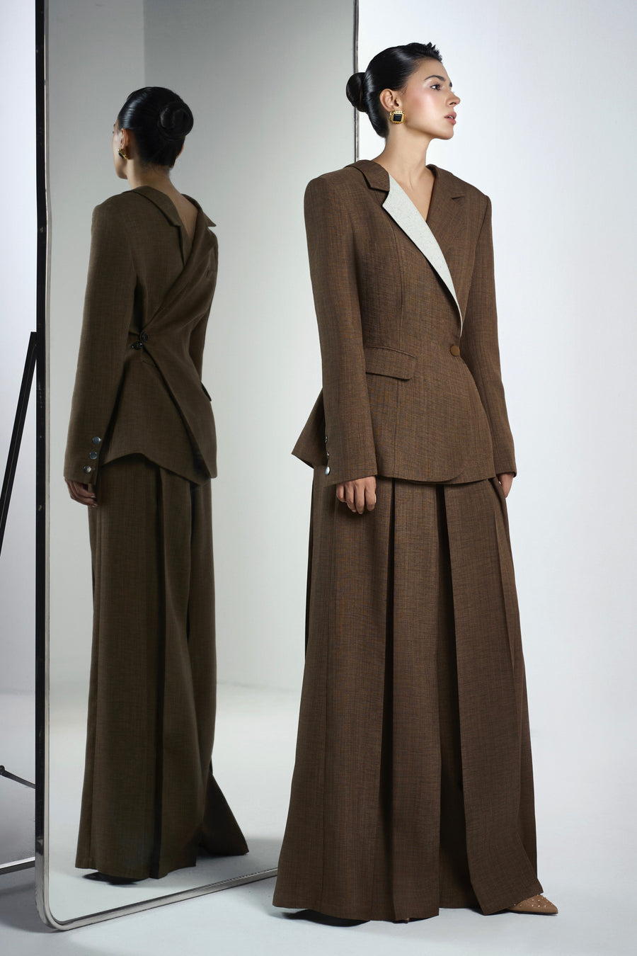 Van A-line Draped Crinkle Crepe Floor Length Pants 16