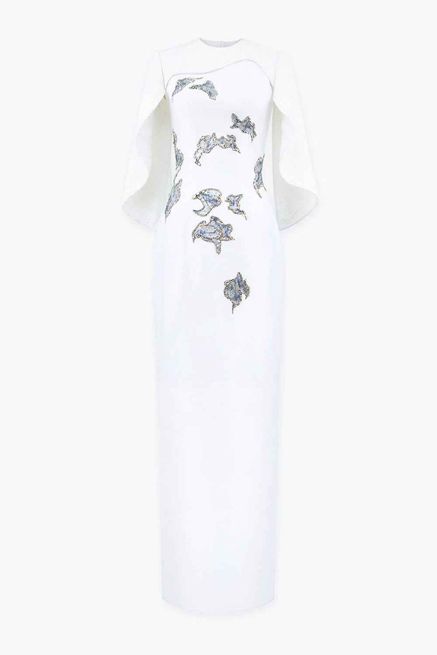 Lustre Reverie Sheath Cape Sleeved Zibeline Floor Length Dress