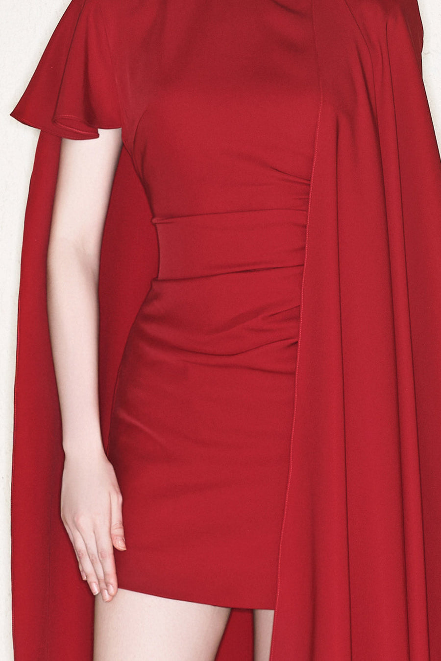 Lynch Cape Asymmetric Crepe Mini Dress Mini Dress CEM
