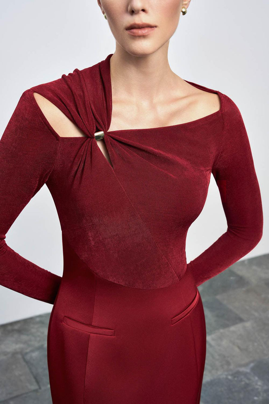 Eleanor Sheath Asymmetric Neck Taffeta Midi Dress Midi Dress Eegen Studio