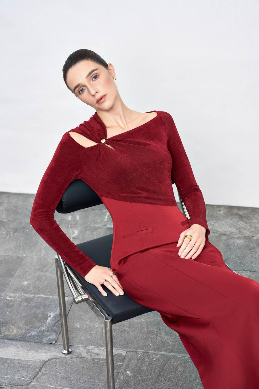 Eleanor Sheath Asymmetric Neck Taffeta Midi Dress Midi Dress Eegen Studio