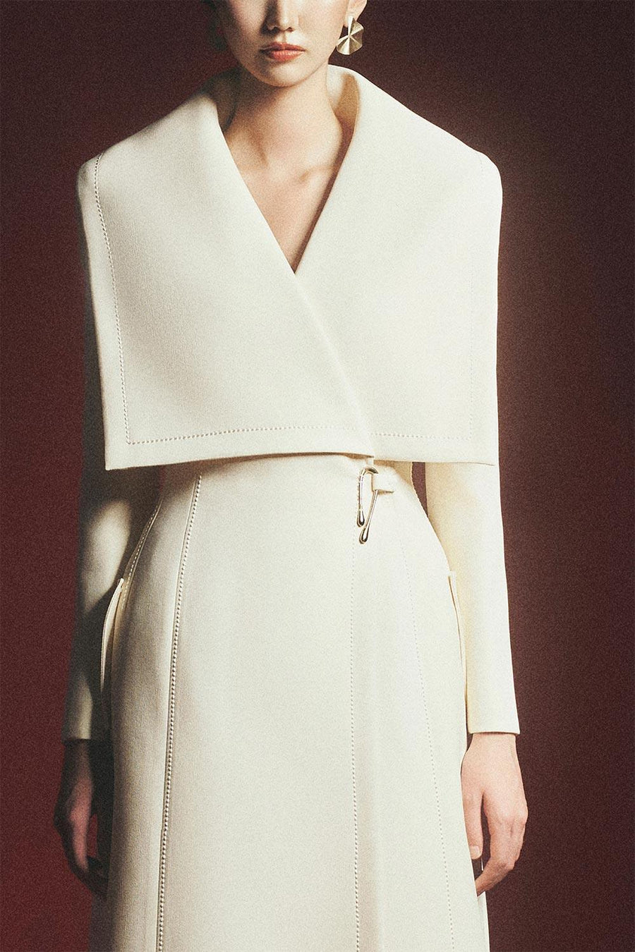 Cline Wrap Side Pocket Polyester Calf Length Trench Coat Trench Coat Maison des Copains