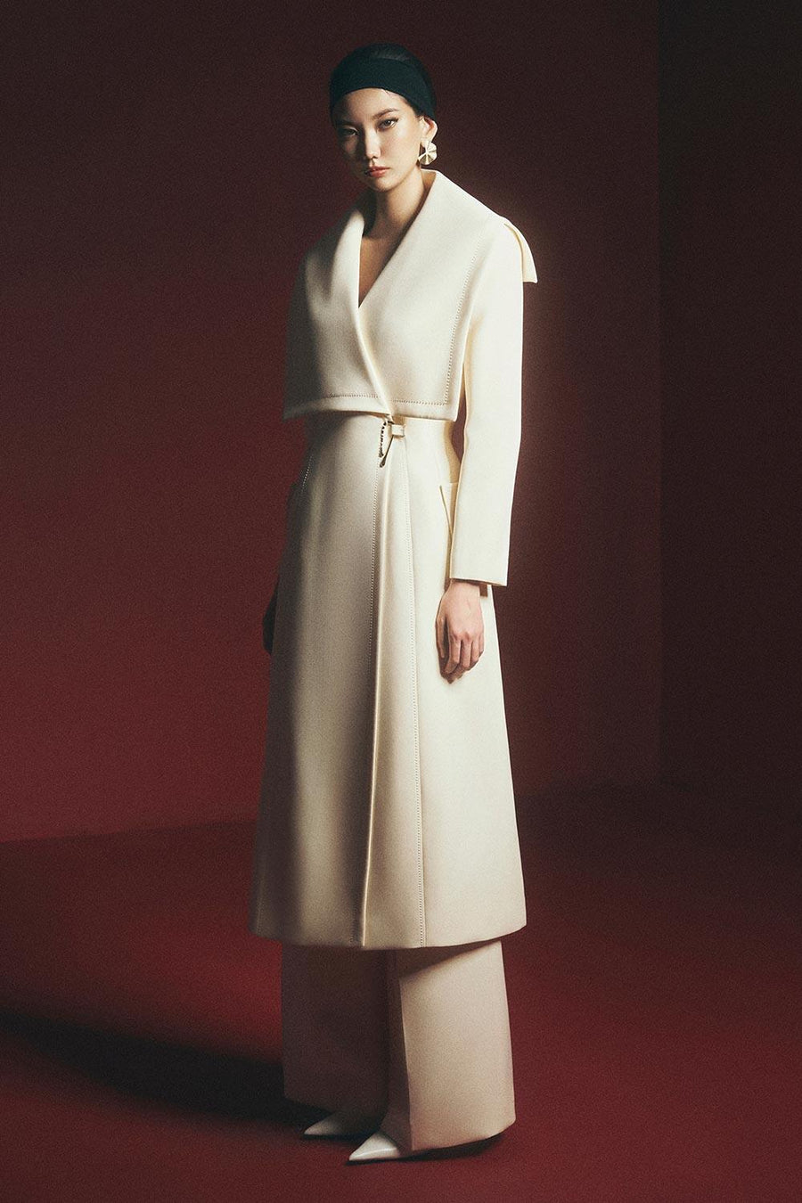 Cline Wrap Side Pocket Polyester Calf Length Trench Coat Trench Coat Maison des Copains