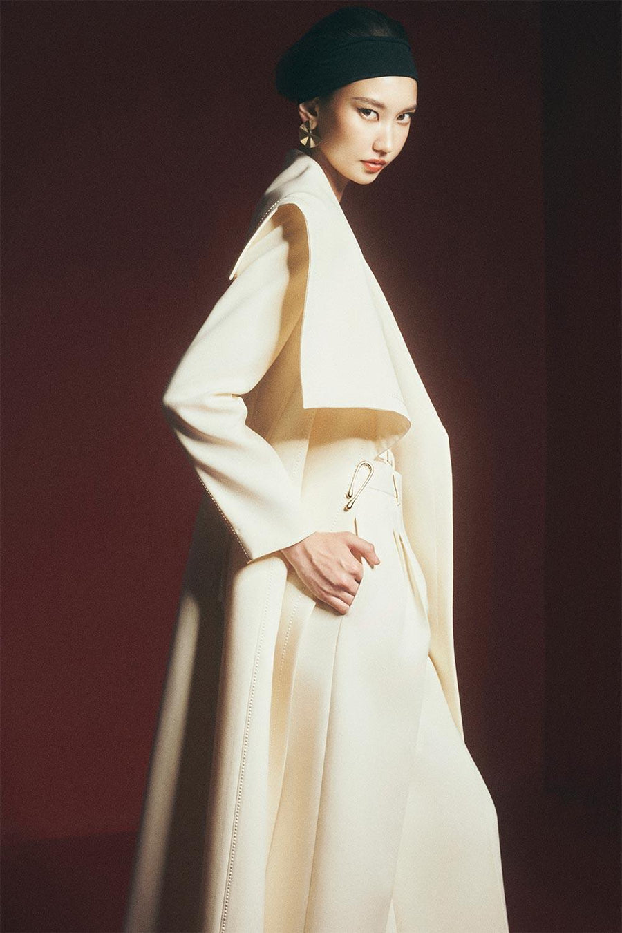 Cline Wrap Side Pocket Polyester Calf Length Trench Coat Trench Coat Maison des Copains