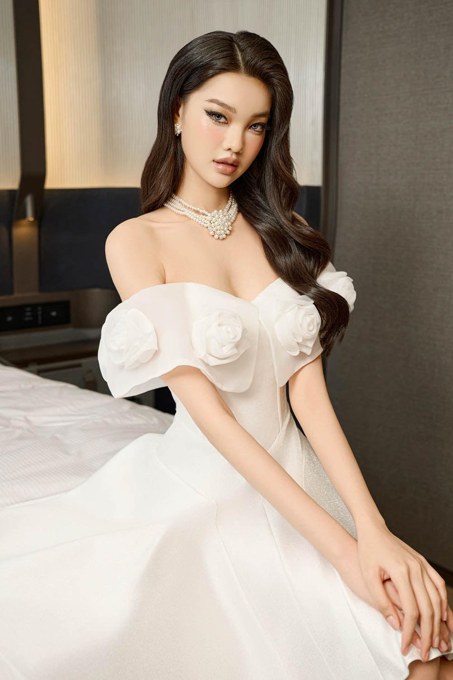 Majesstic Fit and Flare Floral Nacre Taffeta Mini Dress 18