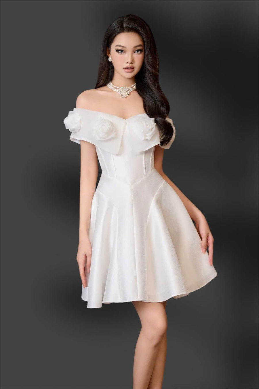 Majesstic Fit and Flare Floral Nacre Taffeta Mini Dress 20