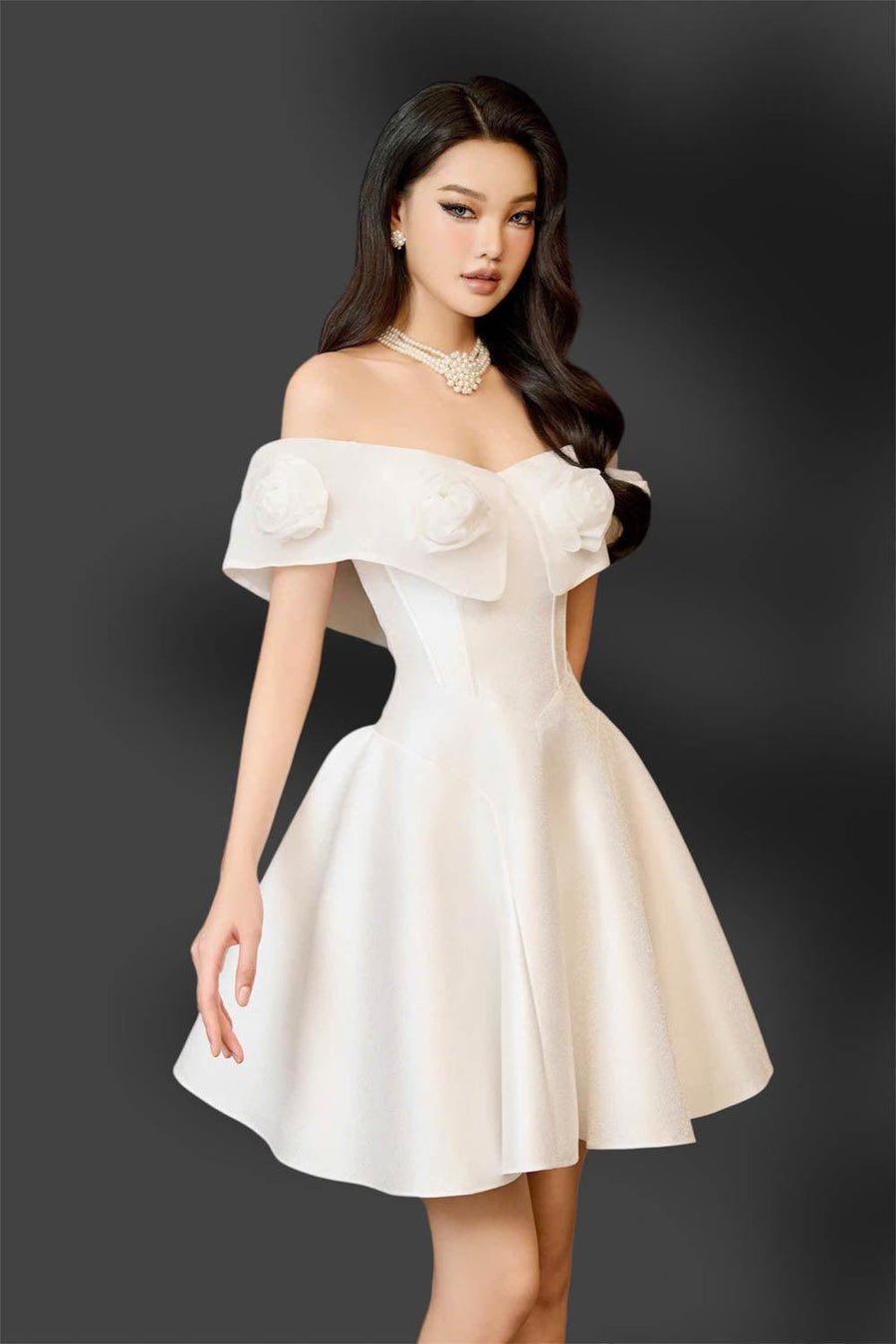 Majesstic Fit and Flare Floral Nacre Taffeta Mini Dress 19