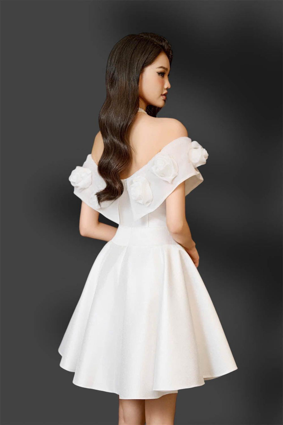 Majesstic Fit and Flare Floral Nacre Taffeta Mini Dress 21