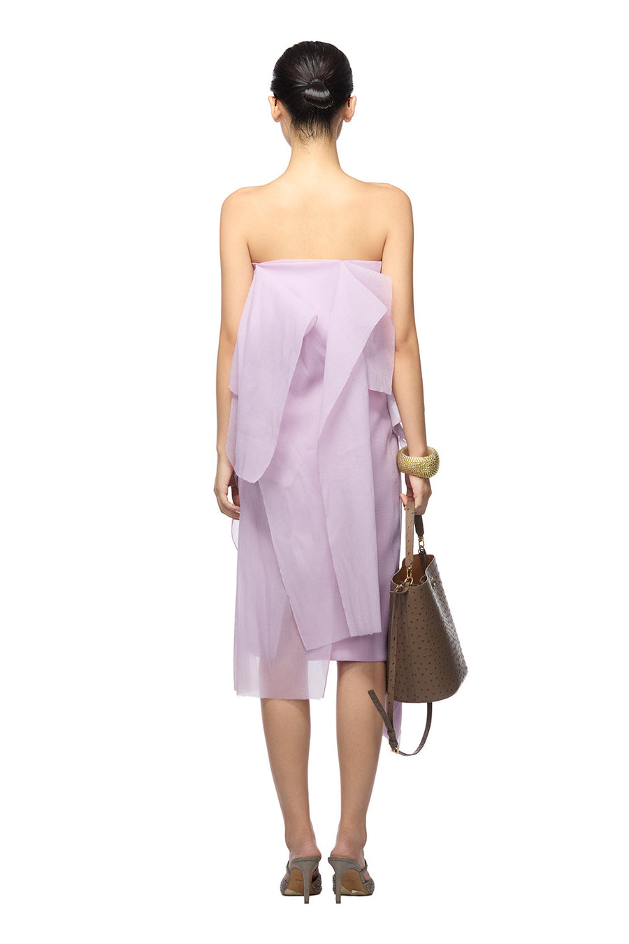 Montoya Strapless Ruffle Trim Organza Midi Dress Midi Dress DAS LA VIE