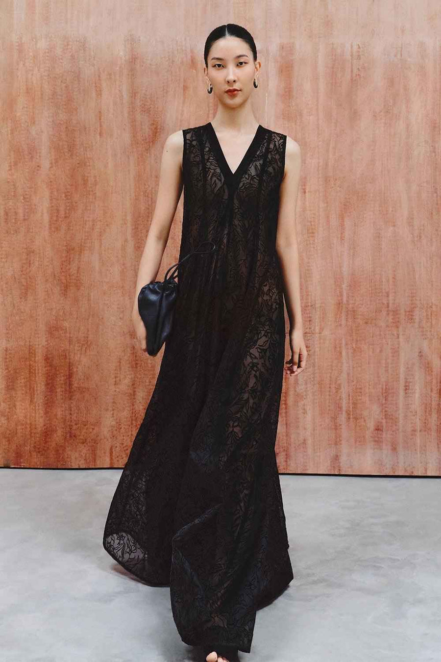 Ayala Tent V-Neck Poly Organza Floor Length Dress