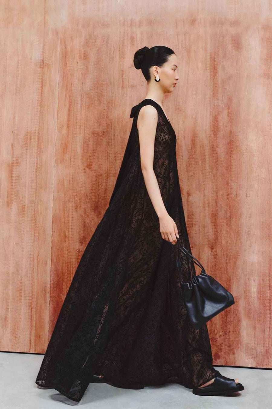 Ayala Tent V-Neck Poly Organza Floor Length Dress