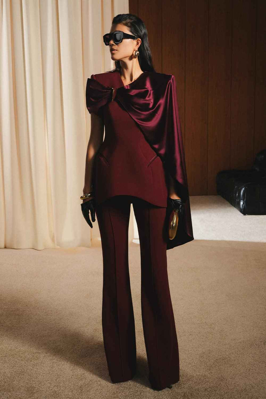 Salford Straight Boot Cut Crepe Floor Length Pants
