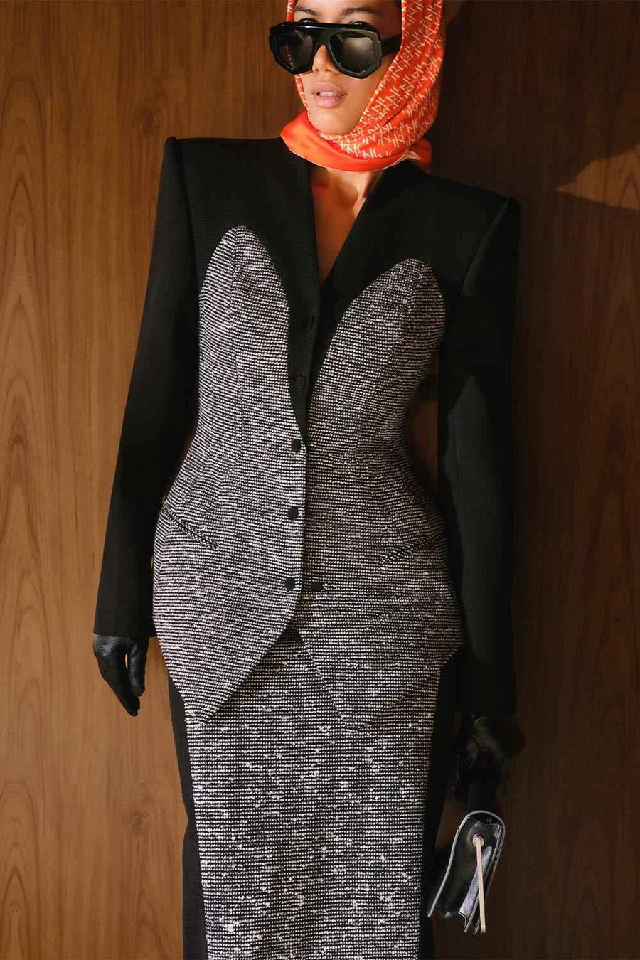 Harwick Peplum V-Neck Tweed Blazer