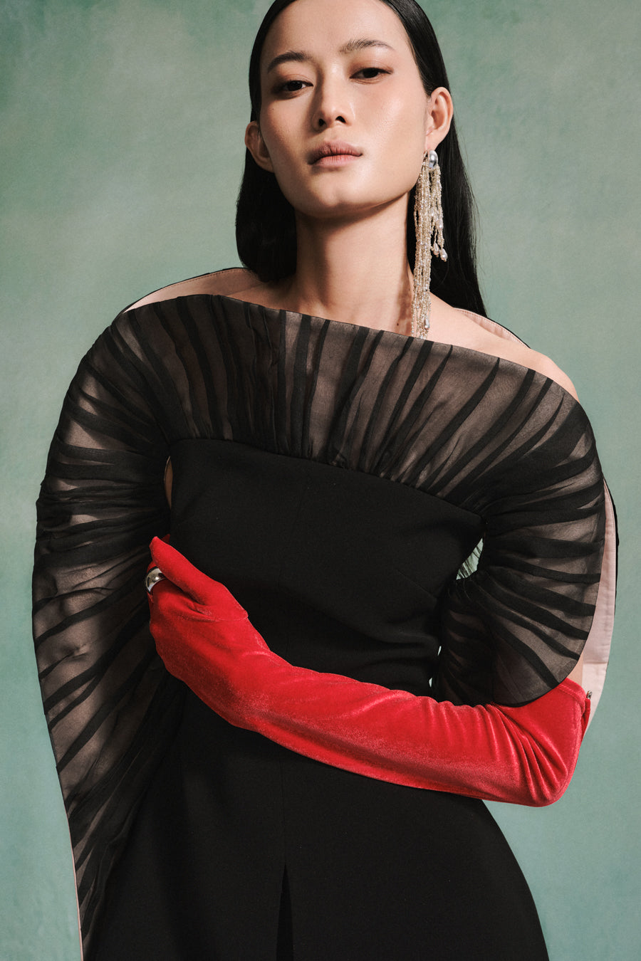 Dream Peplum Asymmetric Sleeved Crepe Top 2