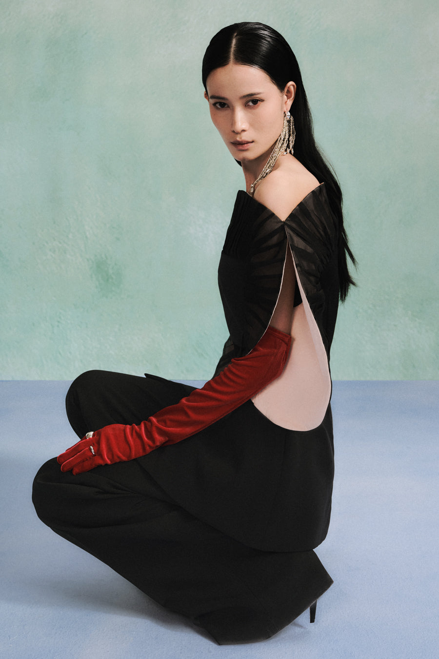 Dream Peplum Asymmetric Sleeved Crepe Top 3