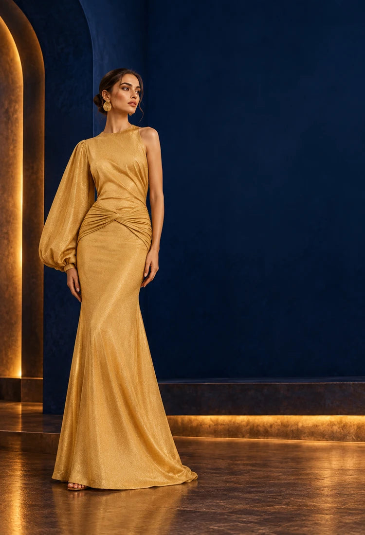 Vyre Asymmetric Sleeve Maxi Dress mobile homepage poster