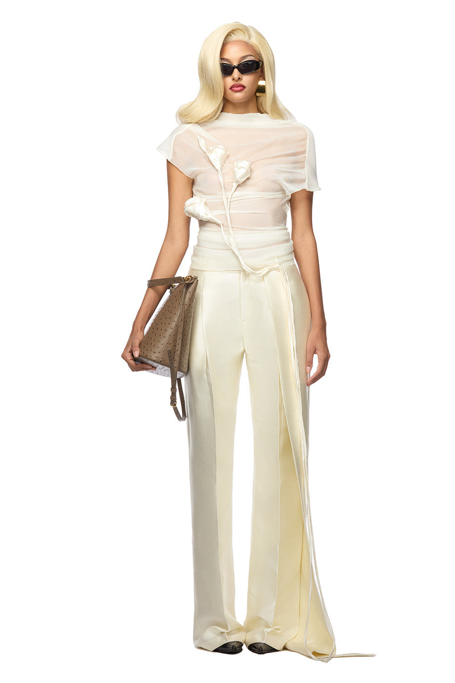 Acosta Straight Extended Flap Poly Organza Floor Length Pants Pants DAS LA VIE