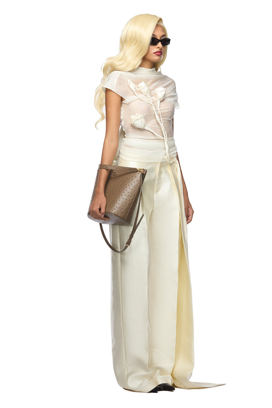 Acosta Straight Extended Flap Poly Organza Floor Length Pants Pants DAS LA VIE