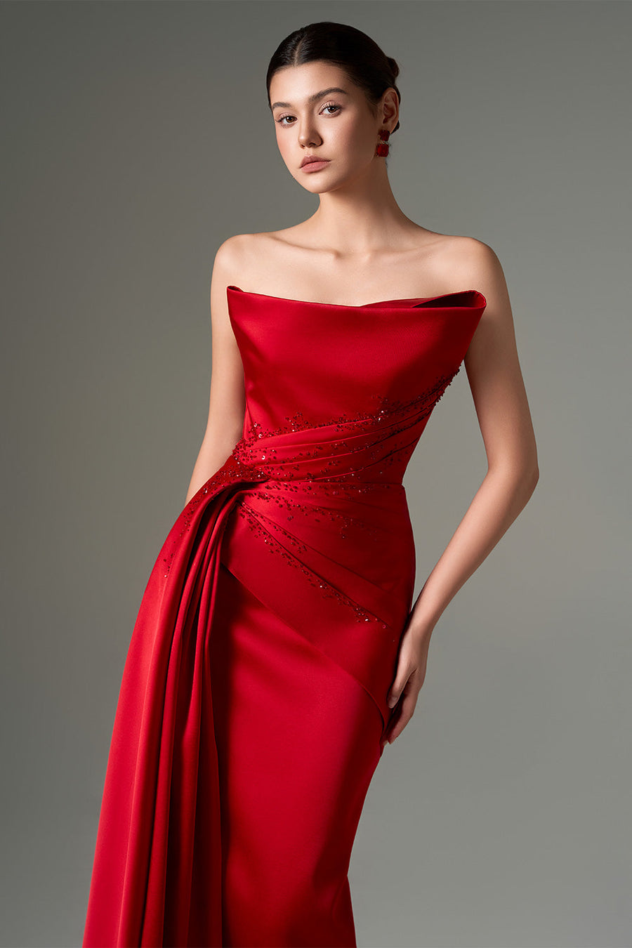 Parisa Sheath Extended Flap Taffeta Silk Floor Length Dress Gown Dress 21Six