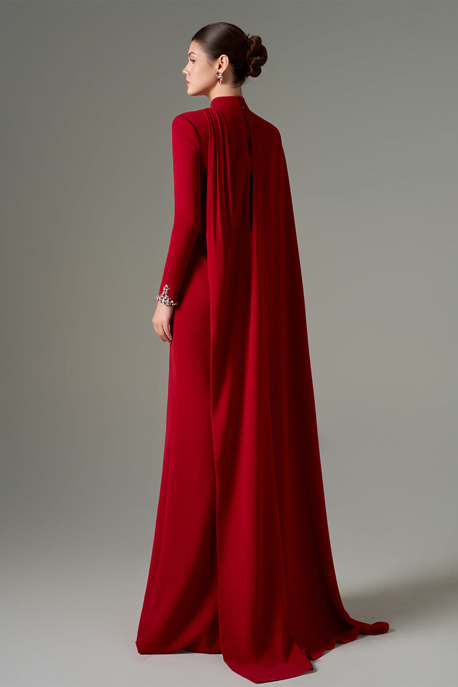 Shirin Trumpet Asymmetric Shoulder Crepe Floor Length Dress Gown Dress 21Six