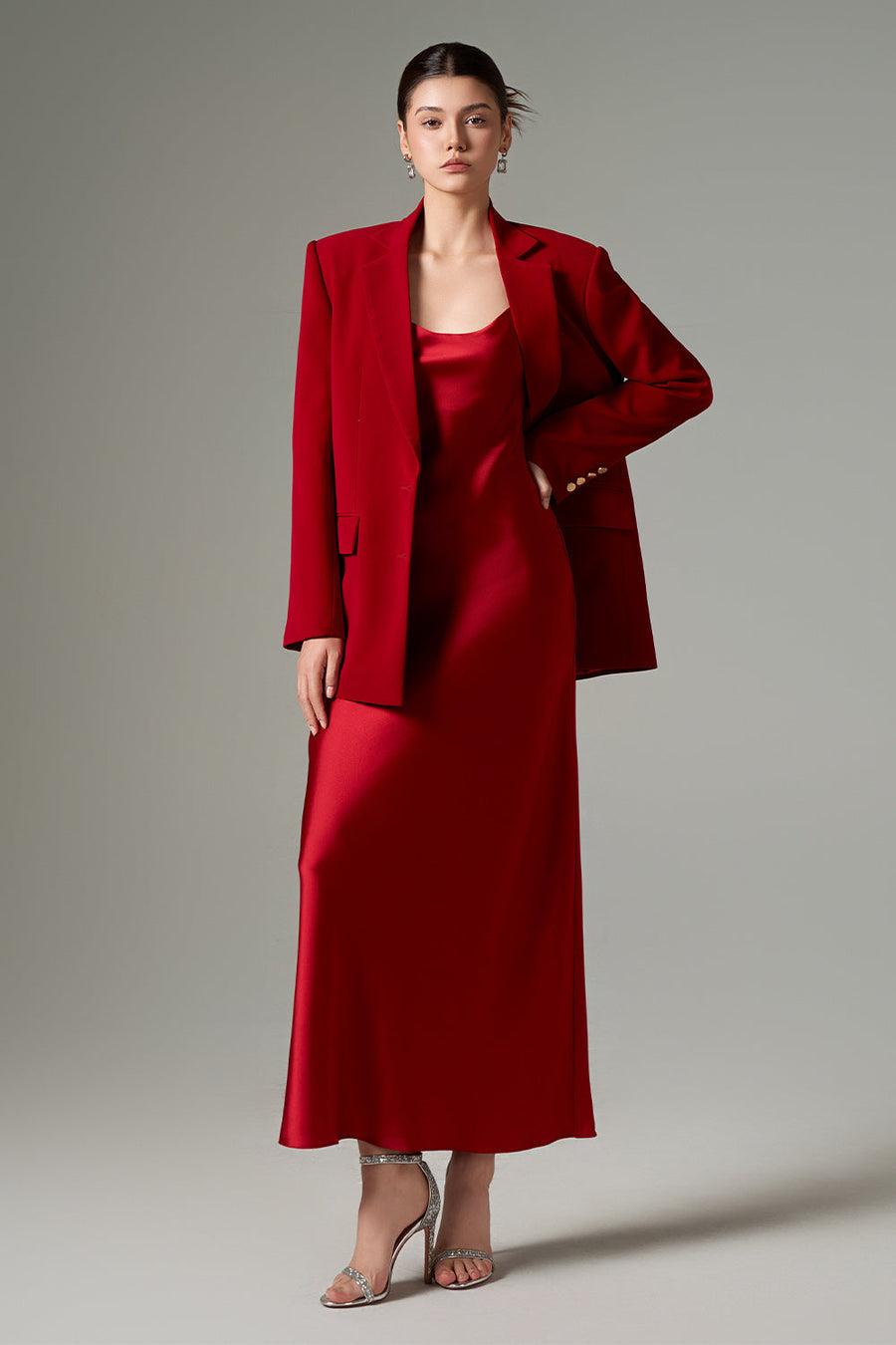 Zehra Slip Scoop Neck Silk Satin Ankle Length Dress Maxi Dress 21Six