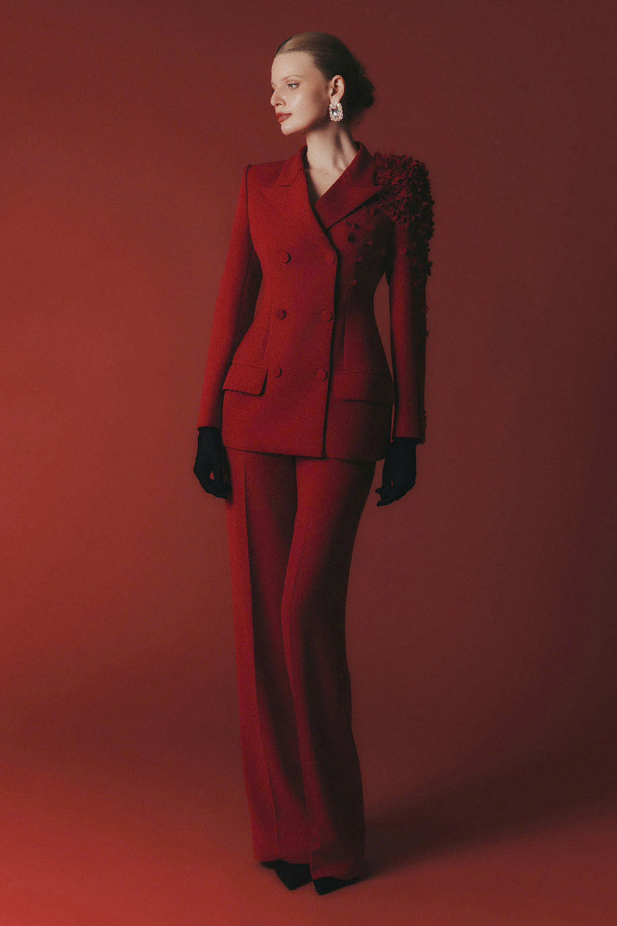 Violeta Structured Notch Lapel Poly Silk Blazer 6
