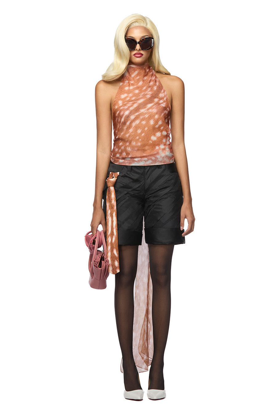 Carroll Straight Front Zipper Poly Organza Mini Shorts Shorts DAS LA VIE