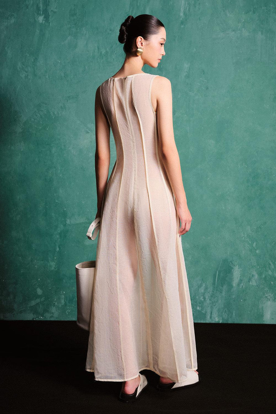 Virginia A-line Ribbed Organza Maxi Dress 7