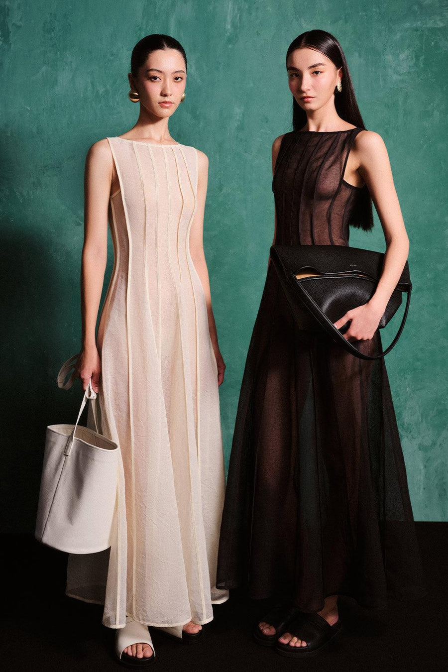 Virginia A-line Ribbed Organza Maxi Dress 9