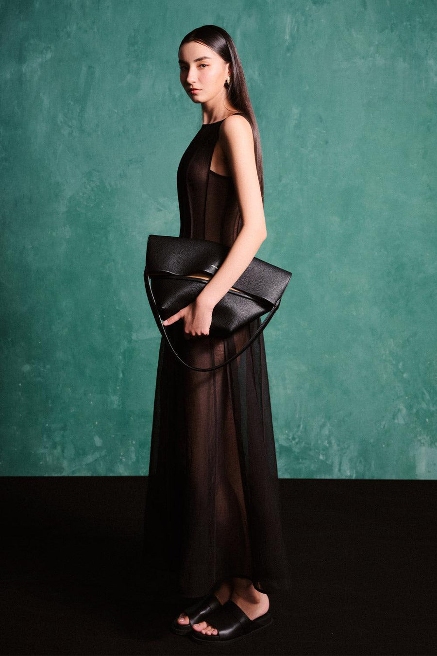 Virginia A-line Ribbed Organza Maxi Dress 12