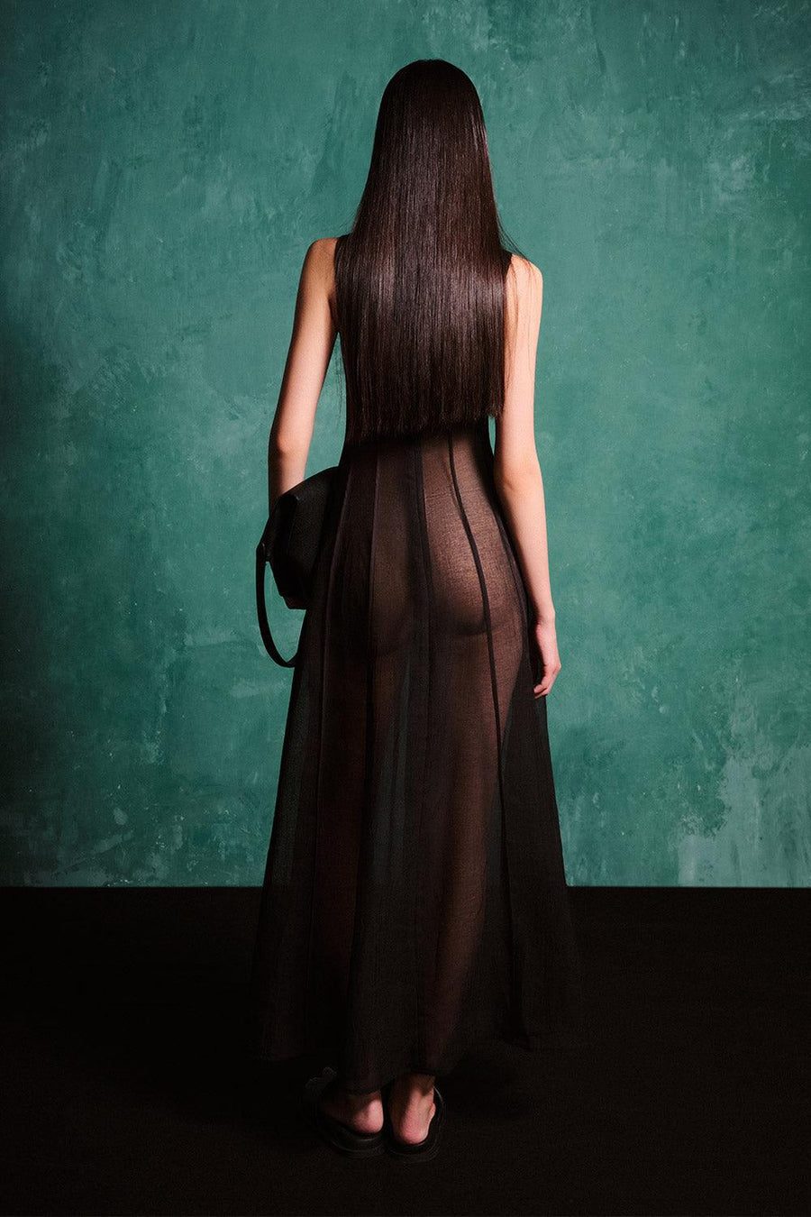 Virginia A-line Ribbed Organza Maxi Dress 11