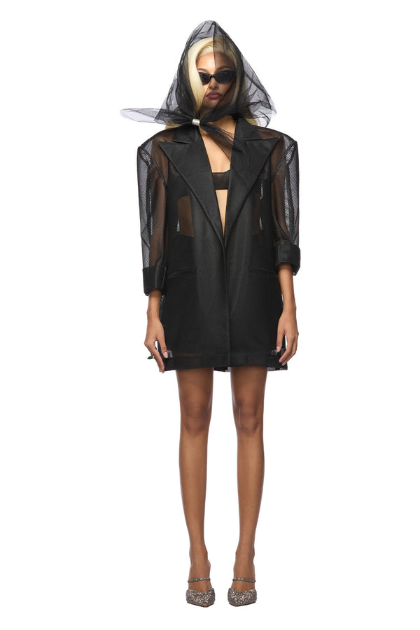 Joanne Straight See-Through Poly Organza Blazer Blazer DAS LA VIE