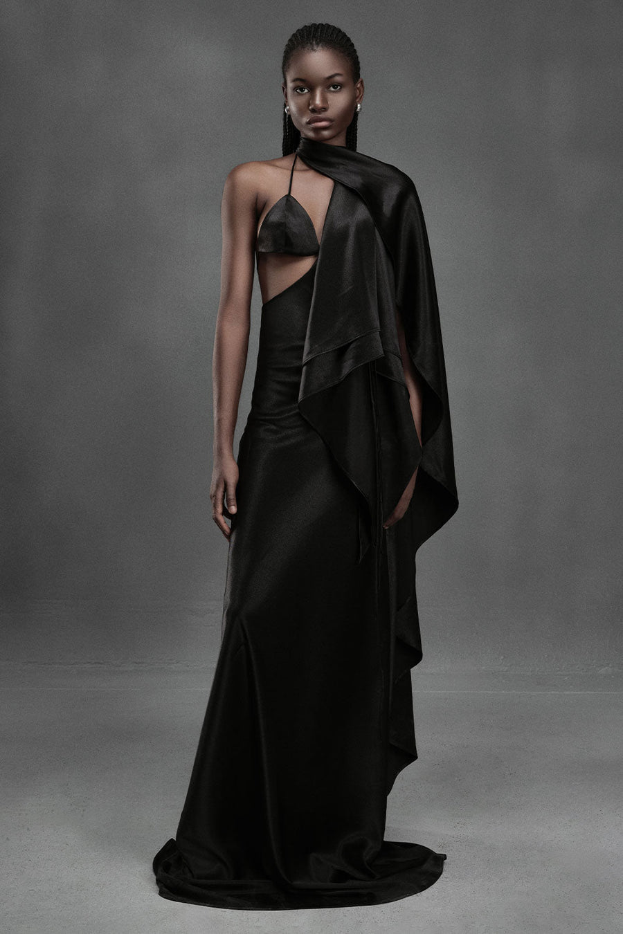 Oyster A-line Sleeveless Silk Floor Length Dress Gown Dress DAS LA VIE