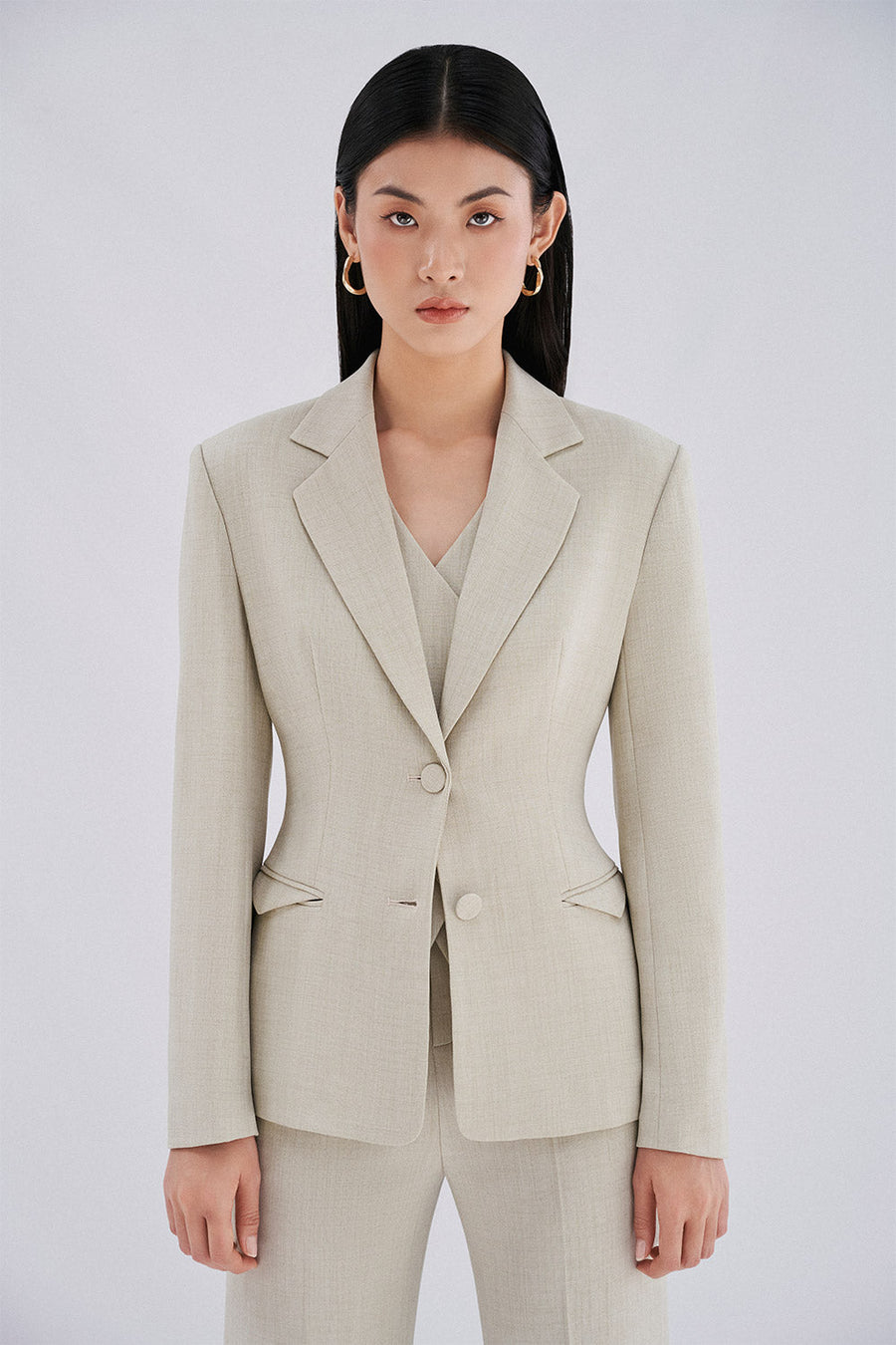 Maddy Sheath Notch Lapel Twill Blazer 4