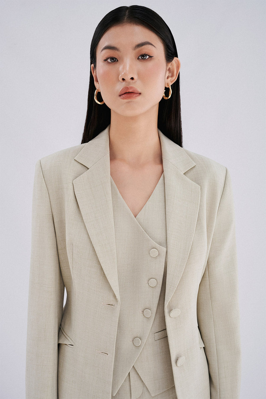 Maddy Sheath Notch Lapel Twill Blazer 3