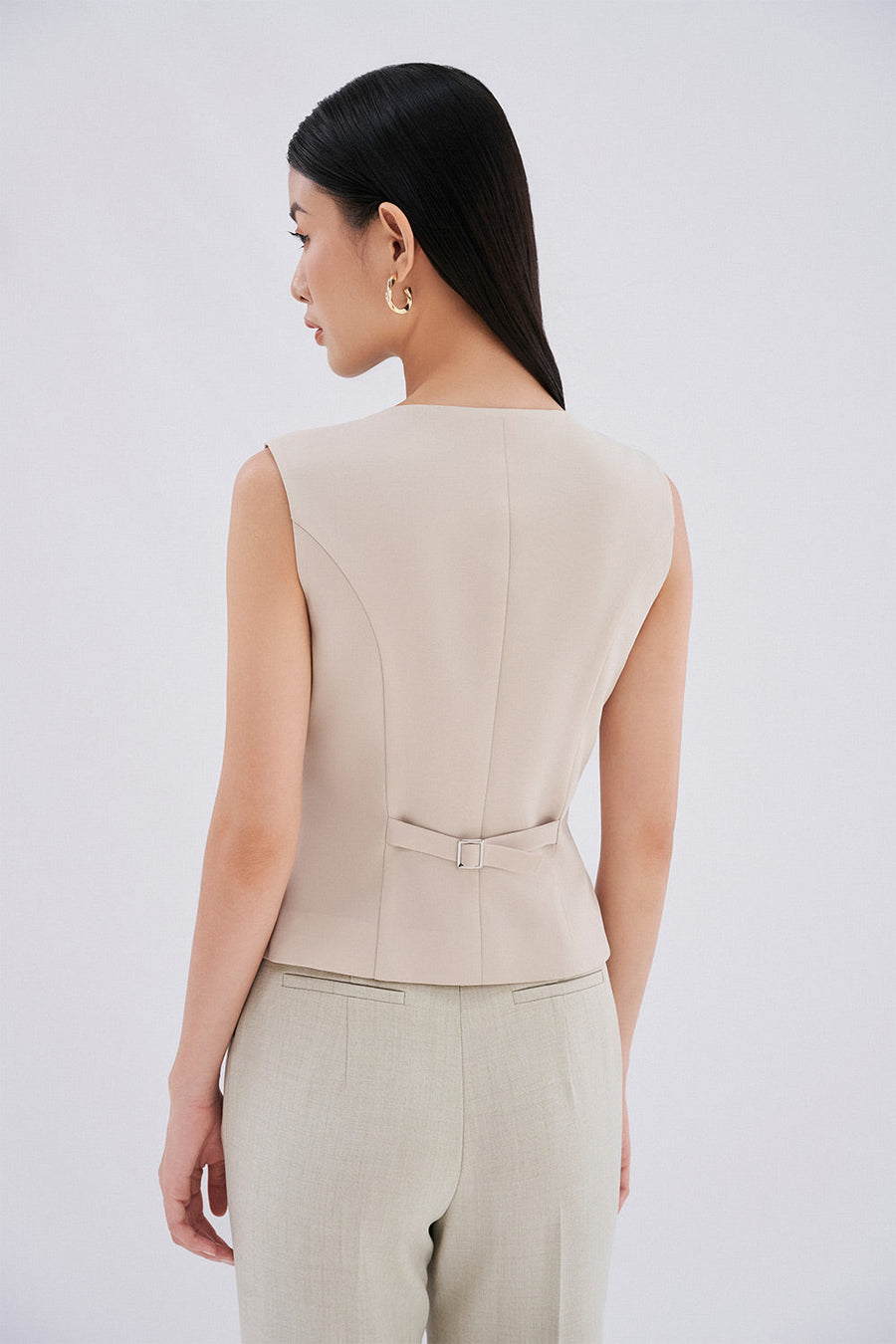 Maddy Bodycon Crossover Twill Vest 4
