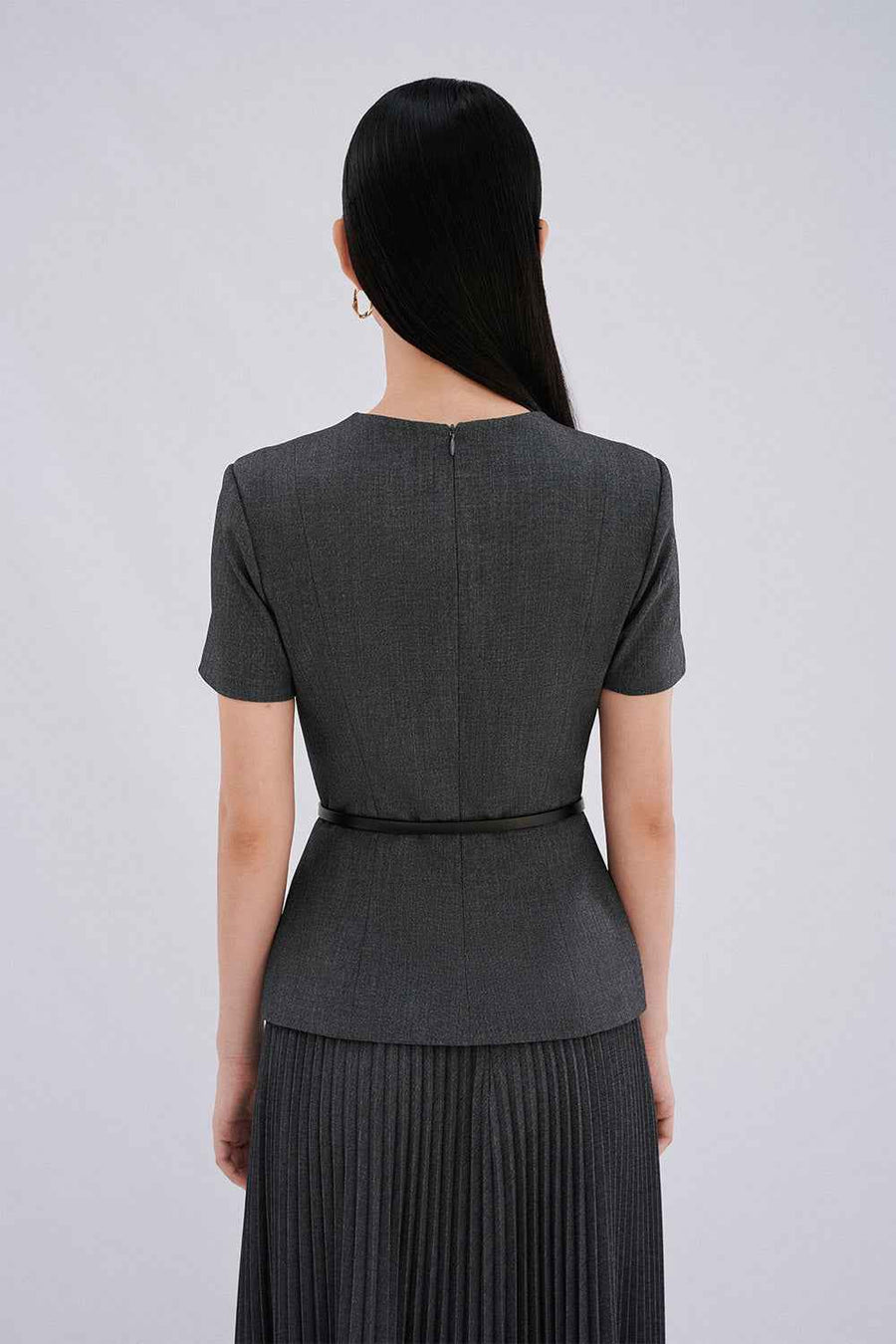 Daria A-line Knife-Pleated Wool Blend Maxi Skirt
