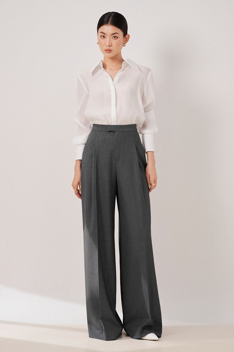 Naomi Straight Wide Leg Wool Blend Maxi Pants 4