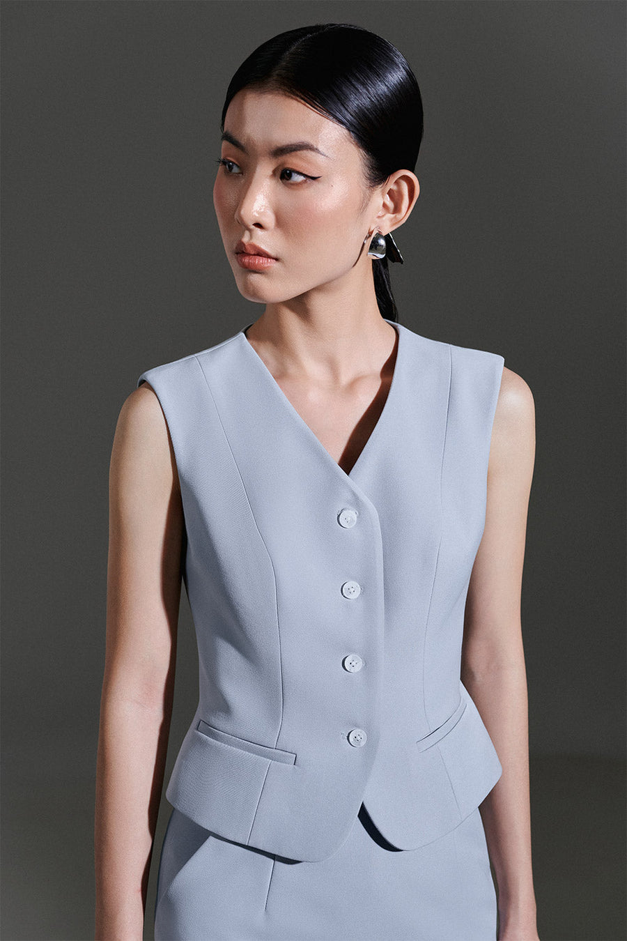 Xavia Bodycon Sleeveless Twill Vest 2