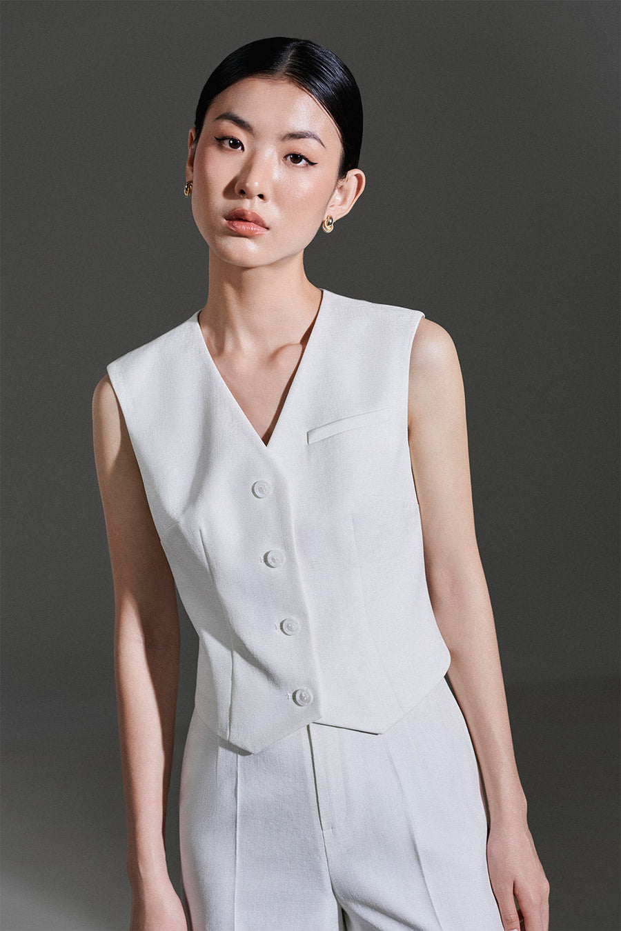 Tove Straight V-Neck Twinkle Taffeta Vest 2