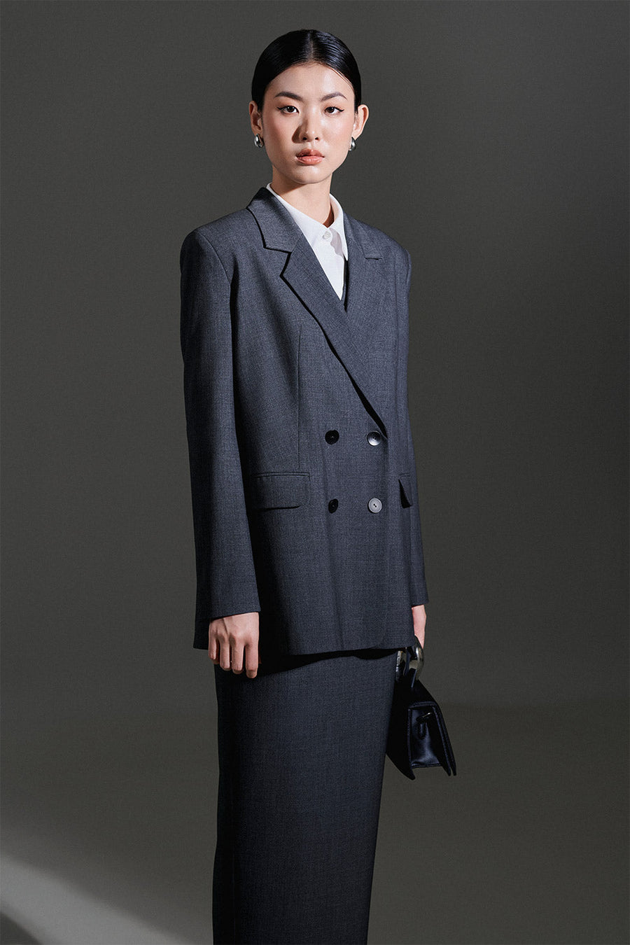 Zelda Straight Flap Pocket Wool Blend Blazer 4
