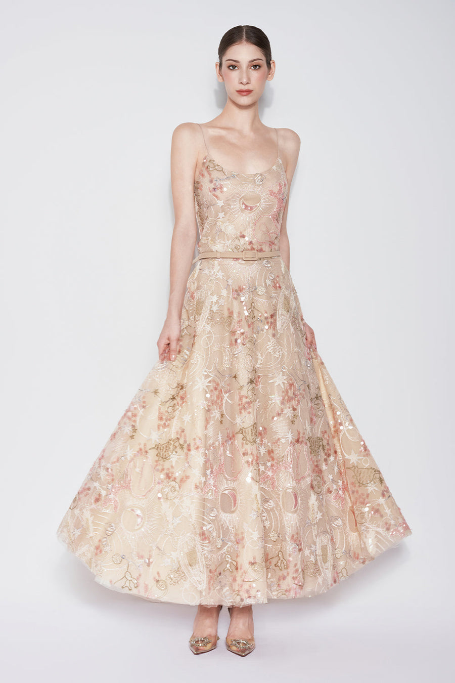 Tidal Whisper A-line Spaghetti Strap Embroidered Lace Maxi Dress Maxi Dress CHYMEOCHY