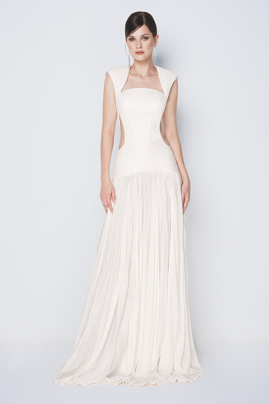 Ocean Bloom Drop Waist Cut-Out Chiffon Floor Length Dress Maxi Dress CHYMEOCHY