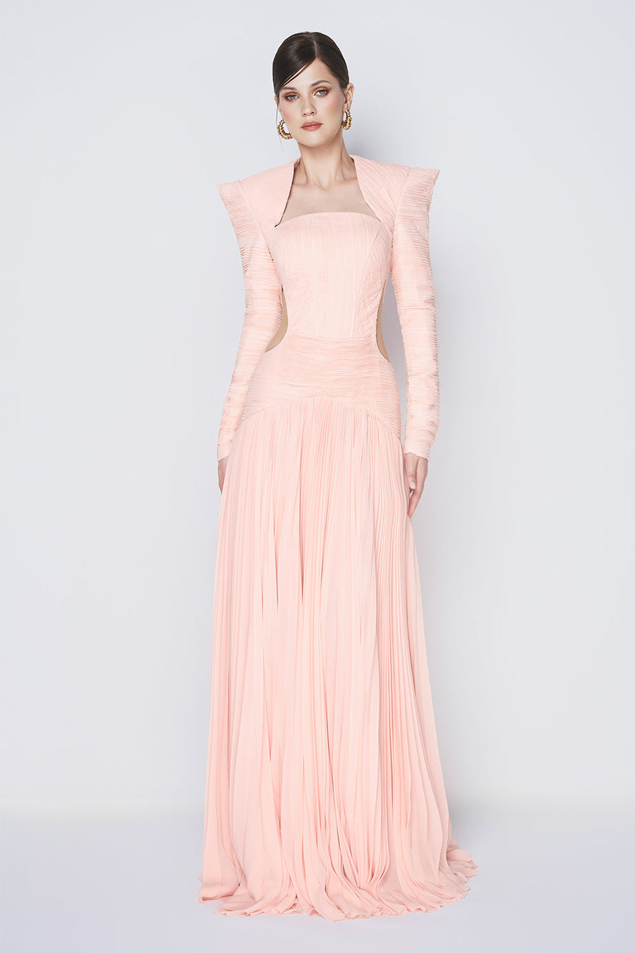 Celestial Drop Waist Square Shoulder Chiffon Floor Length Dress Maxi Dress CHYMEOCHY